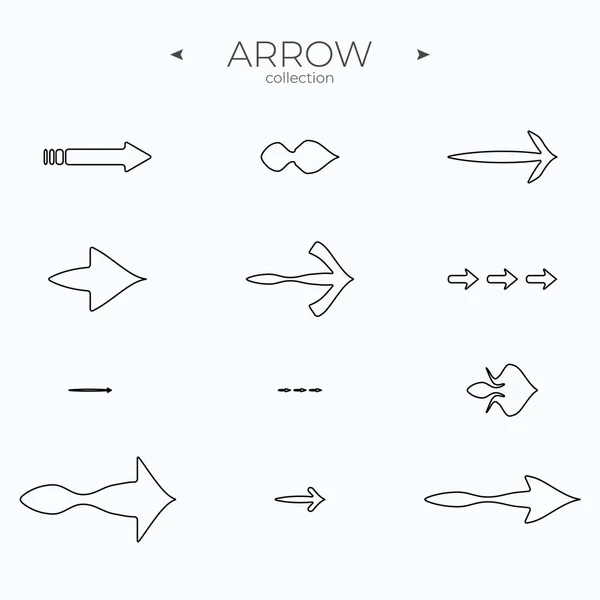 Ícones Linha Fina Esboço Coleção Símbolos Arrow Elementos Básicos Pictograma — Vetor de Stock