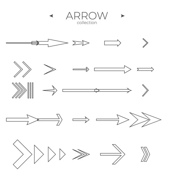 Simple Set Arrow Icons Arrow Vector Icon Set Thin Line — Stock Vector