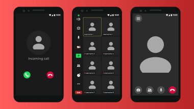 Video Telefon Sohbeti Kullanıcı Arayüzü, kullanışlı Kullanıcı Arayüzü üzerinden video görüşmeleri. Vektör illüstrasyonu