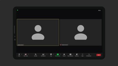 Video konferans kullanıcı arayüzü. Çevrimiçi konferans. Video konferans ikonu. Uygulama Arayüzü Buluşması. Vektör illüstrasyonu.