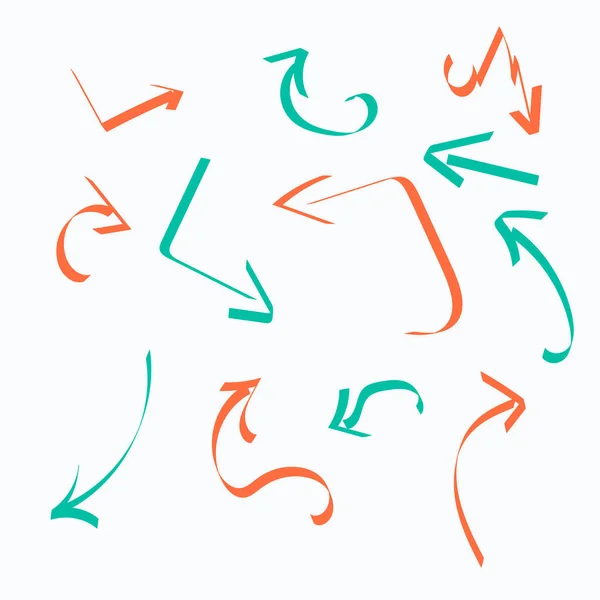 Varios Doodle Arrows Incompletos Mano Dibujado Símbolos Simples Estilo Pincelada — Archivo Imágenes Vectoriales