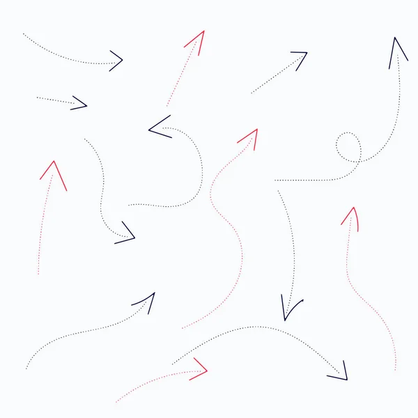 カラフルなドアの矢印 背景に分離されたインフォグラフィック要素 方向ポインタ図形とオブジェクト カーリーと波の向きポインタ ベクターイラスト — ストックベクタ