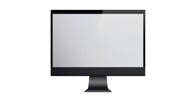 空白の画面でコンピュータの表示 画面コンピュータモニター スクリーンベクトルのモックアップ 黒い空の画面でパースペクティブ表示 孤立した背景のベクトル — ストックベクタ