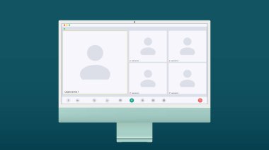 Web toplantısı. İş görüşmesi. Modern video çağrı penceresi, her amaç için harika bir tasarım. Çevrimiçi toplantı toplantısı. Sohbet mesaj simgesi. İş vektör simgesi.