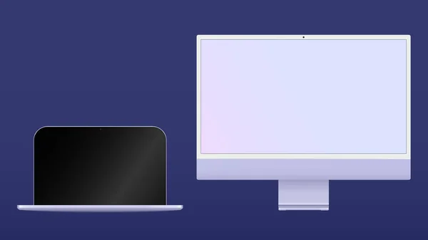 Realistische Computerdarstellung Computeranzeige Isoliert Leerer Bildschirm Für Text Design Png — Stockvektor