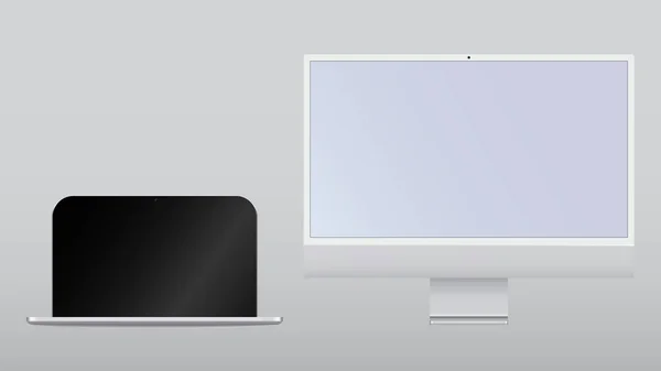 Computerdisplay Mit Leerem Bildschirm Bildschirm Computermonitor Leerer Bildschirm Für Text — Stockvektor