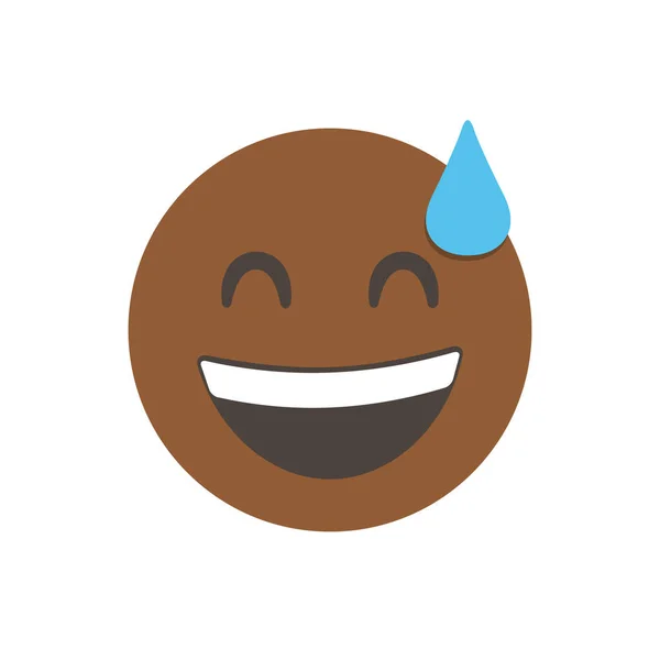 Phew Emoji Vigyorgó Arc Izzadtsággal Megkönnyebbülés Emoji Stilizált Vektor Ikon — Stock Vector