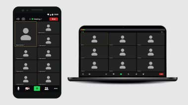 Kullanıcı arayüzü görüntüleniyor. Arama başvurusu. Ekran şablonunu ara. Video webinarlarından kullanıcı arayüzü. Mockup Kit arayüzü.