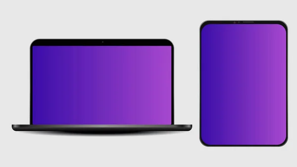 具有空白屏幕的实际计算机监视器 现代计算机显示是孤立的 用黑色屏风屏风 电子设备的模型 矢量说明 — 图库矢量图片