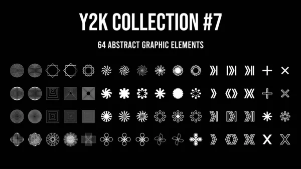 Coleção de símbolos geométricos gráficos abstratos e objetos no estilo y2k  elementos futuristas retrô