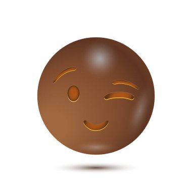 Göz kırpan yüz bir şakayı ya da gizli bir anlamı işaret eder. 3D biçimlendirilmiş vektör simgesi. Gerçekçi bir ifade. Ağ için 3 boyutlu ifade. Vektör Emoji. ui arayüzü için