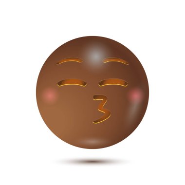 Kapalı gözleri öpmek. 3D biçimlendirilmiş vektör simgesi. Gerçekçi bir ifade. Beyaz arka planda izole edilmiş. Vektör Duygu. ui arayüzü için