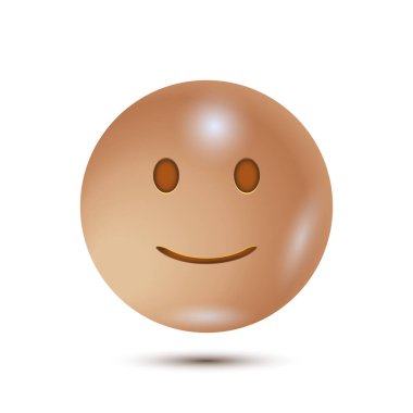 Hafifçe gülümseyen yüz. İronik bir gülümseme, gülüşün arkasındaki acı. 3D biçimlendirilmiş vektör simgesi. emoji. Beyaz arka planda izole edilmiş. emoticon karakterleri tasarım koleksiyonu için. ui arayüzü için