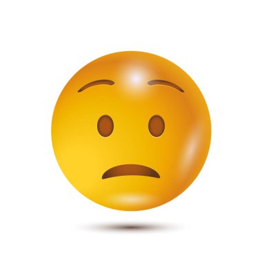 Somurtkan surat. Megafrown, hayal kırıklığı. 3D biçimlendirilmiş vektör simgesi. emoji. Beyaz arka planda izole edilmiş. Vektör Emoji. Web arayüzü için