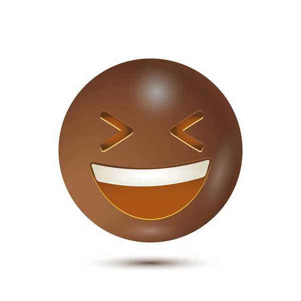 Sourire Qui Plisse Visage Drôle Émoticône Jaune Emoji Isolé Fond — Image vectorielle