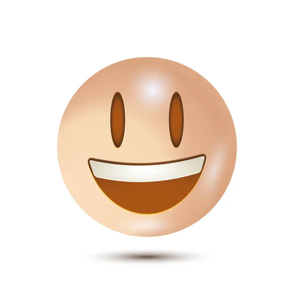 Cara Sonriente Con Ojos Grandes Emoticono Amarillo Divertido Emoji Aislado — Vector de stock