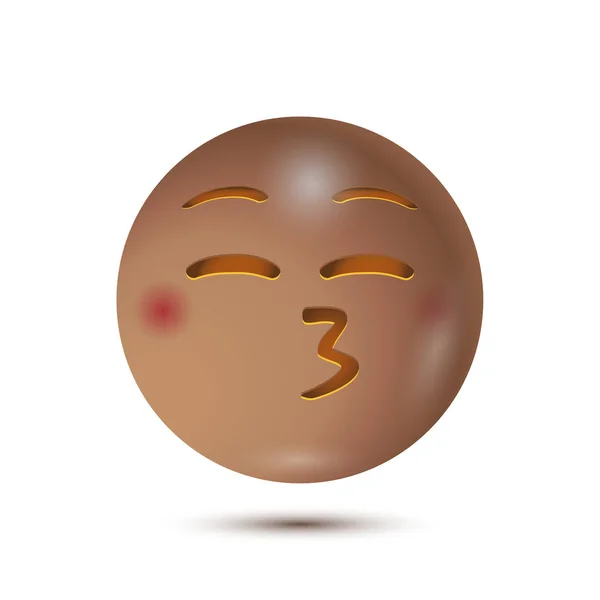 Baciare Occhi Chiusi Divertente Emoticon Giallo Emoji Isolato Emoticon Personaggi — Vettoriale Stock