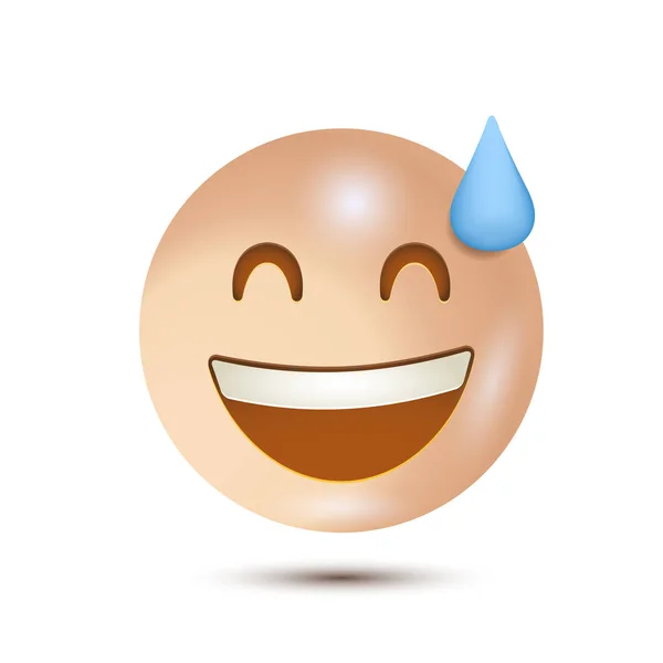 Ouf Emoji Visage Souriant Avec Sueur Soulagement Emoji Illustration Vectorielle — Image vectorielle