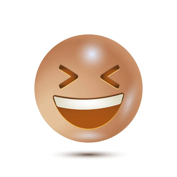 Sonriendo Con Cara Entrecerrada Emoticono Amarillo Divertido Emoticono Realista Aislado — Vector de stock