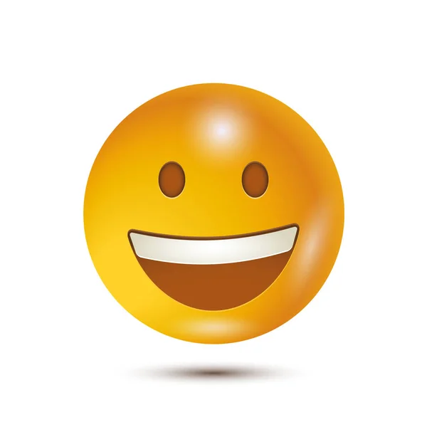 Cara Sonriente Emoticono Amarillo Divertido Emoticono Realista Emoticono Para Web — Vector de stock