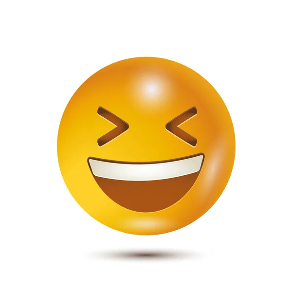 笑着斜视着脸 3D风格矢量图标 现实的感情 3D情感的网页 病媒Emoji 关于接口 — 图库矢量图片