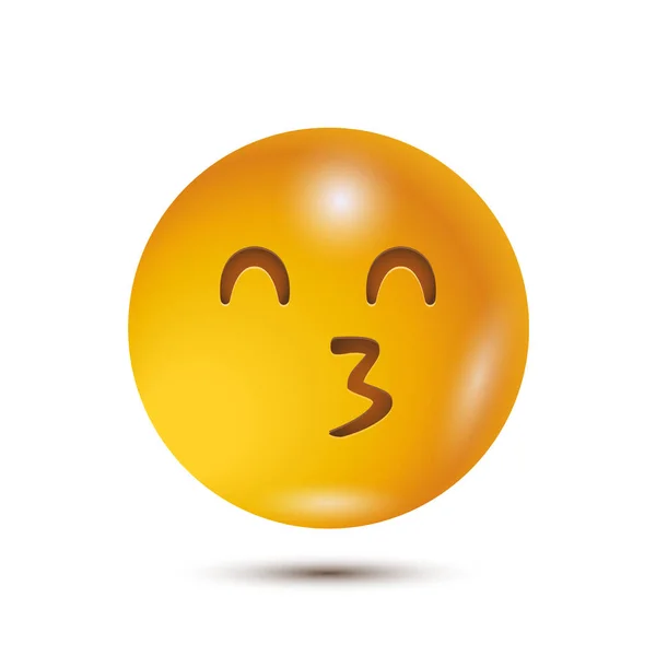 Baciare Occhi Sorridenti Divertente Emoticon Giallo Emoji Isolato Emoticon Personaggi — Vettoriale Stock