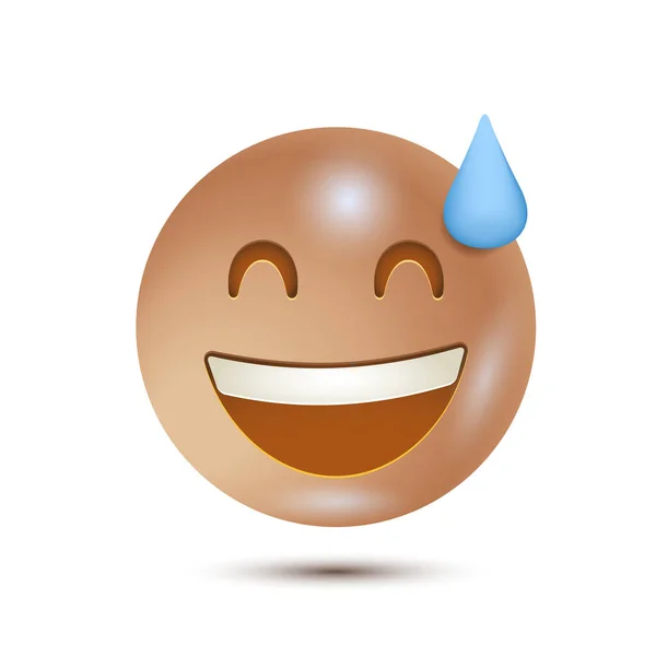 Ouf Emoji Visage Souriant Avec Sueur Soulagement Emoji Illustration Vectorielle — Image vectorielle