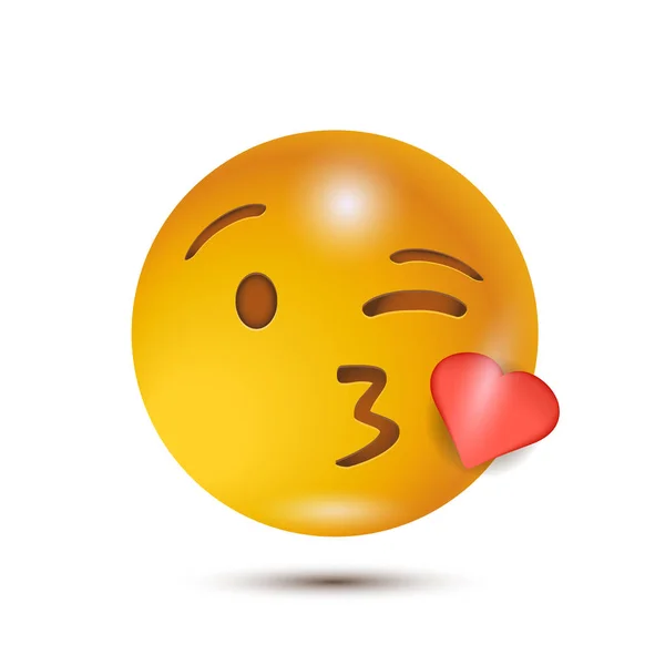 Дувний Поцілунок Векторні Ілюстрації Усміхнений Дизайн Персонажа Емоційок Ізольовані Білому — стоковий вектор
