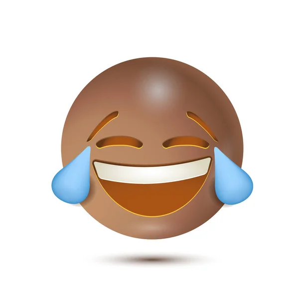 Gezicht Met Tranen Van Vreugde Haha Emoji Grappige Gele Emoticon — Stockvector