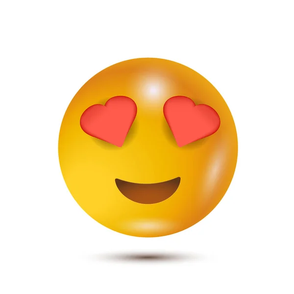 Серцеві Очі Смішний Жовтий Смайлик Усміхнений Дизайн Персонажа Емоційок Емоцій — стоковий вектор