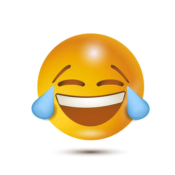 Face Tears Joy Haha Emoji Funny Yellow Emoticon Emoji Isolated — Stock Vector
