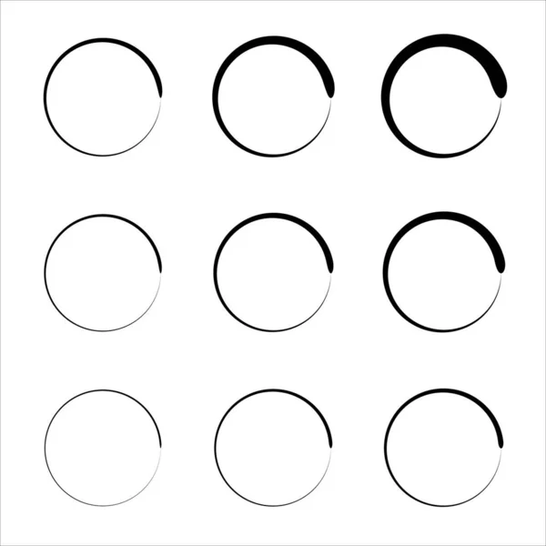 Colección Ronda Rondas Garabatear Círculos Línea Líneas Velocidad Forma Círculo — Archivo Imágenes Vectoriales