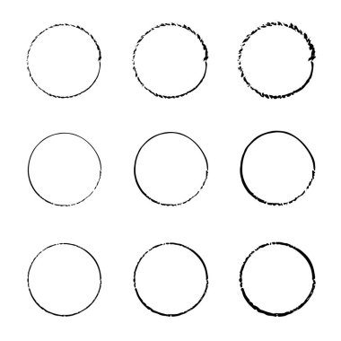 Elle çizilmiş nesneler. Black Vector karalama elipsleri. Hız çizgileri daire şeklinde. Baloncuk proet vektör çizimi. Çerçeve için tasarım ögesi