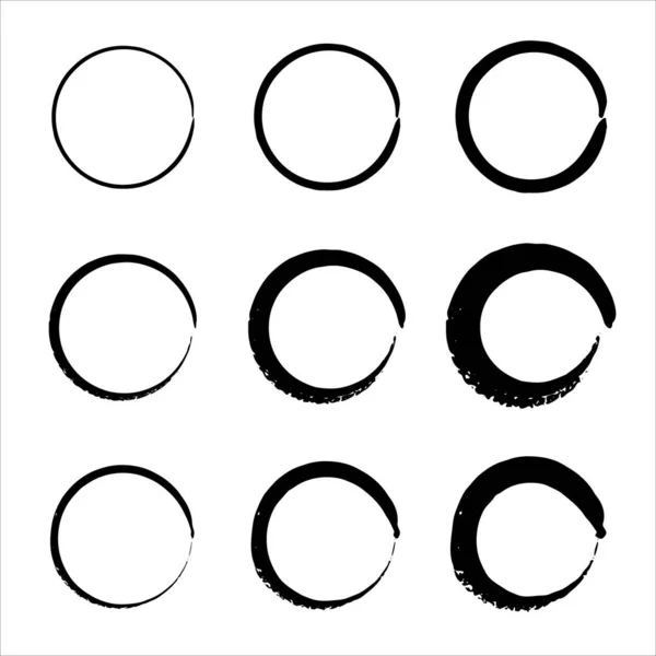 Σούπερ Σετ Από Γραμμές Κύκλων Στρογγυλό Πλαίσιο Στυλ Doodle Απλός — Διανυσματικό Αρχείο