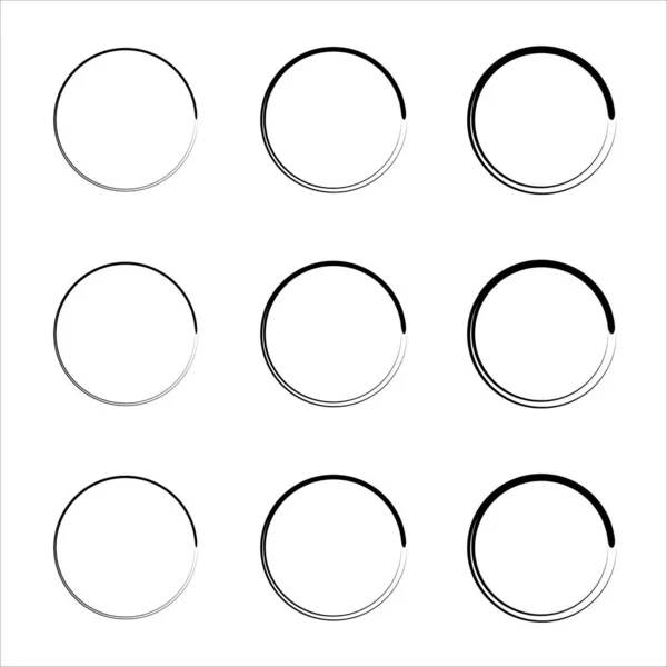 Σούπερ Σετ Από Γραμμές Κύκλων Διάνυσμα Grunge Στρογγυλά Σχήματα Κύκλοι — Διανυσματικό Αρχείο