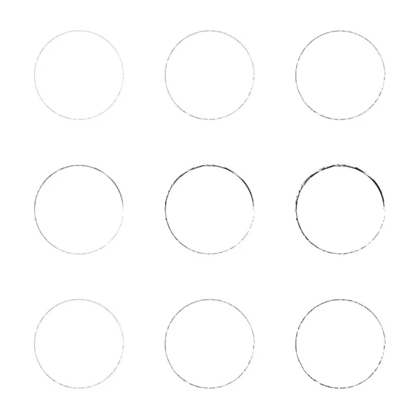 Uppsättning Grungcirklar Superbra Ramset Doodle Cirklar För Designelement Cirkelgränser För — Stock vektor