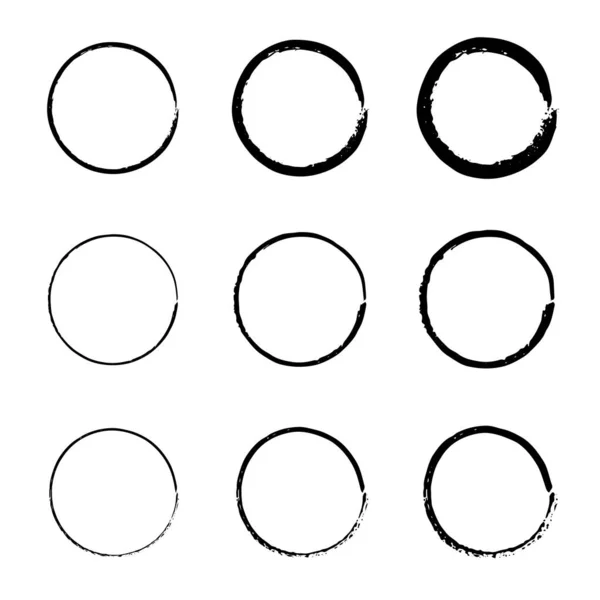 Super Uppsättning Cirklar Linjer Runda Ramar Doodle Stil Hastighetslinjer Cirkel — Stock vektor