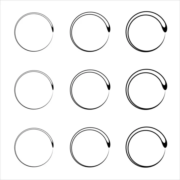 Dibujado Mano Círculos Boceto Marcos Redondos Estilo Garabato Ideal Para — Archivo Imágenes Vectoriales