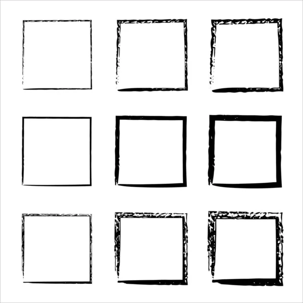 Ορθογώνιο Διανυσματικό Πλαίσιο Εικονογράφηση Μελάνι Grunge Σύνολο Στοιχείων Σχεδιασμού Διακοσμητικά — Διανυσματικό Αρχείο