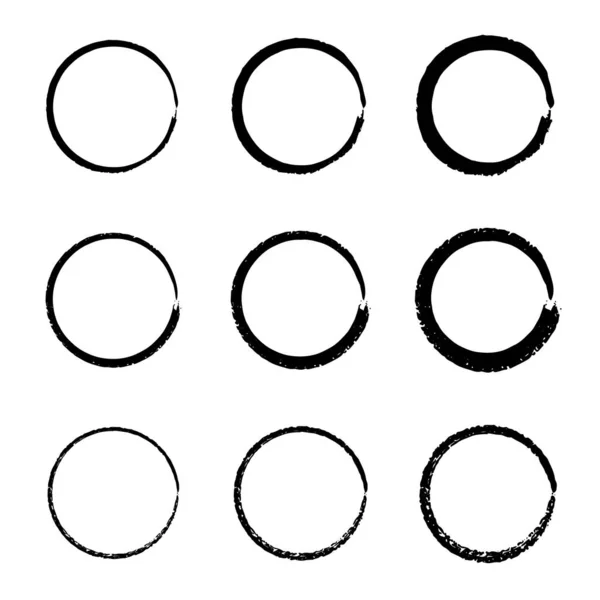 Uppsättning Svarta Cirklar Rundor Klotter Linjer Cirklar Doodle Cirklar För — Stock vektor