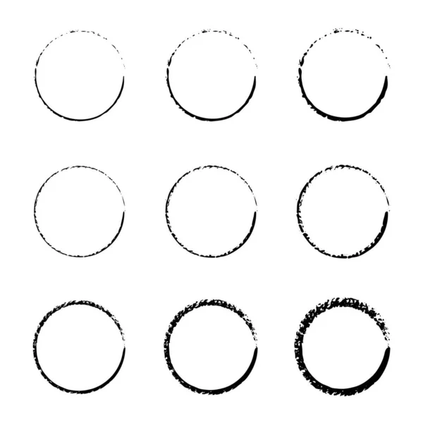 Super Set Cirkels Lijnen Ronde Frames Doodle Stijl Ideaal Voor — Stockvector