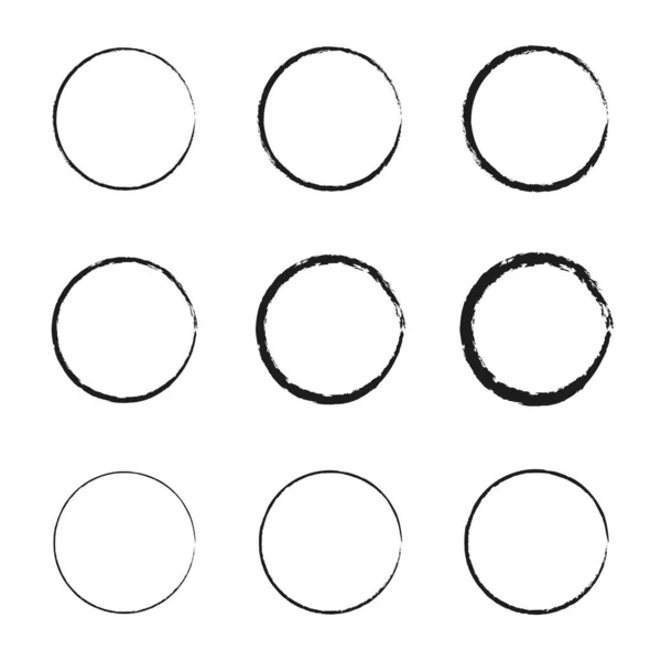 Disegnato Mano Schizzo Cerchi Ellissi Scarabocchi Vettoriali Neri Ideale Disegni — Vettoriale Stock