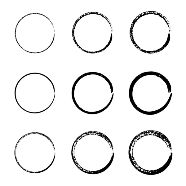 Collezione Disegno Disegnato Mano Cerchi Doodle Elementi Design Bordi Cerchio — Vettoriale Stock