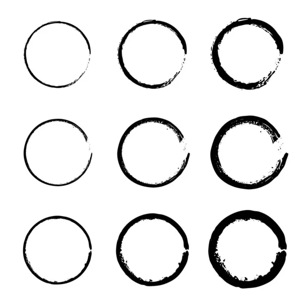 Handgetekende Cirkels Schetsen Vector Grunge Ronde Vormen Snelheidslijnen Cirkelvorm Grote — Stockvector