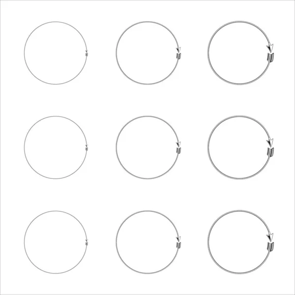 Σετ Από Μαύρους Κύκλους Στρογγυλό Πλαίσιο Στυλ Doodle Απλός Ζωγραφισμένος — Διανυσματικό Αρχείο
