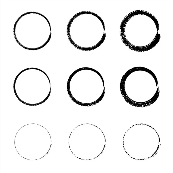 Handgetekende Cirkels Schetsen Zwarte Vector Doodle Ellipsen Eenvoudige Handgetekende Cirkel — Stockvector