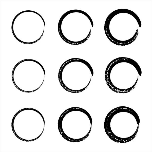 Χέρι Ζωγραφισμένα Κύκλους Σκίτσο Πλαίσιο Που Διάνυσμα Grunge Στρογγυλά Σχήματα — Διανυσματικό Αρχείο