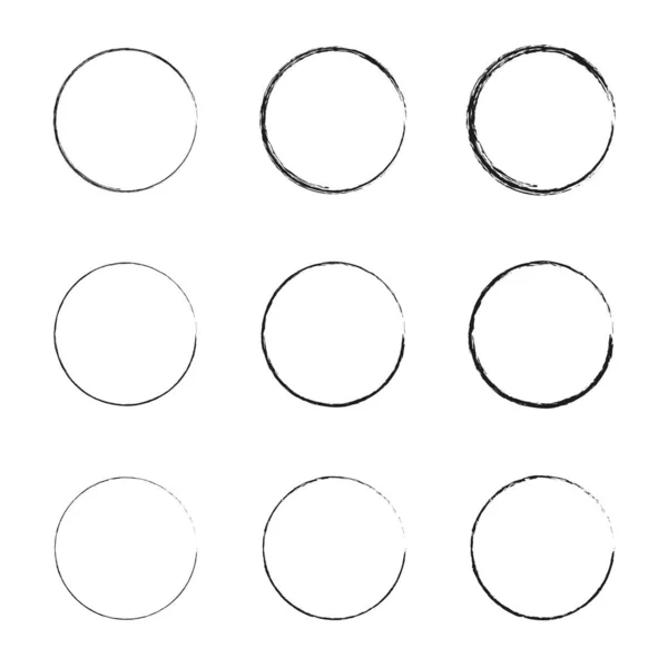 Handgetekende Cirkels Schets Frame Set Schets Hand Getrokken Eenvoudige Handgetekende — Stockvector