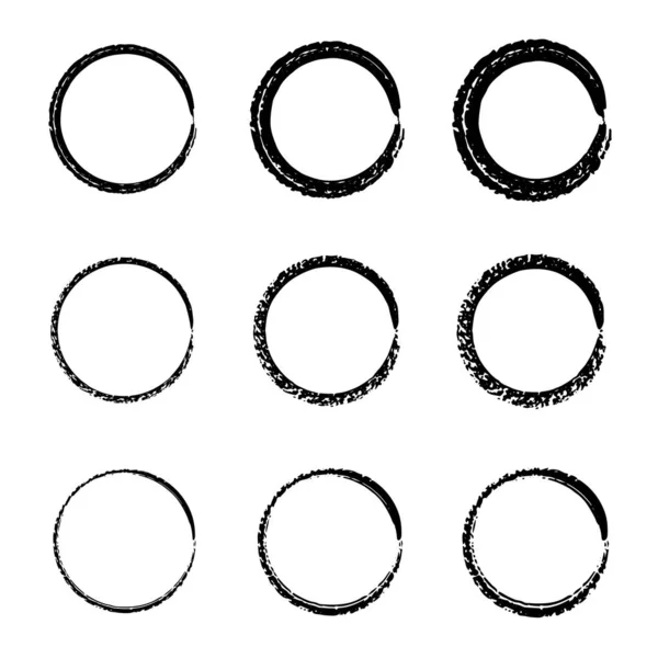 Handritade Cirklar Skiss Ram Set Superbra Ramset Hastighetslinjer Cirkel Form — Stock vektor