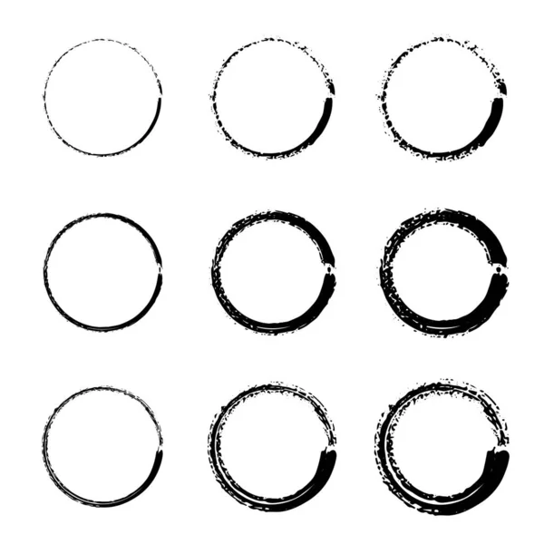 Kolekce Kulatých Nakreslit Ruku Jednoduchý Ručně Kreslený Kruh Geometrické Umění — Stockový vektor